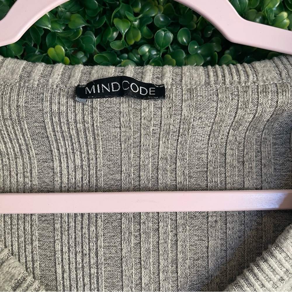 Mind Code Light Gray Ribbed Sweater - Picture 2 of 5